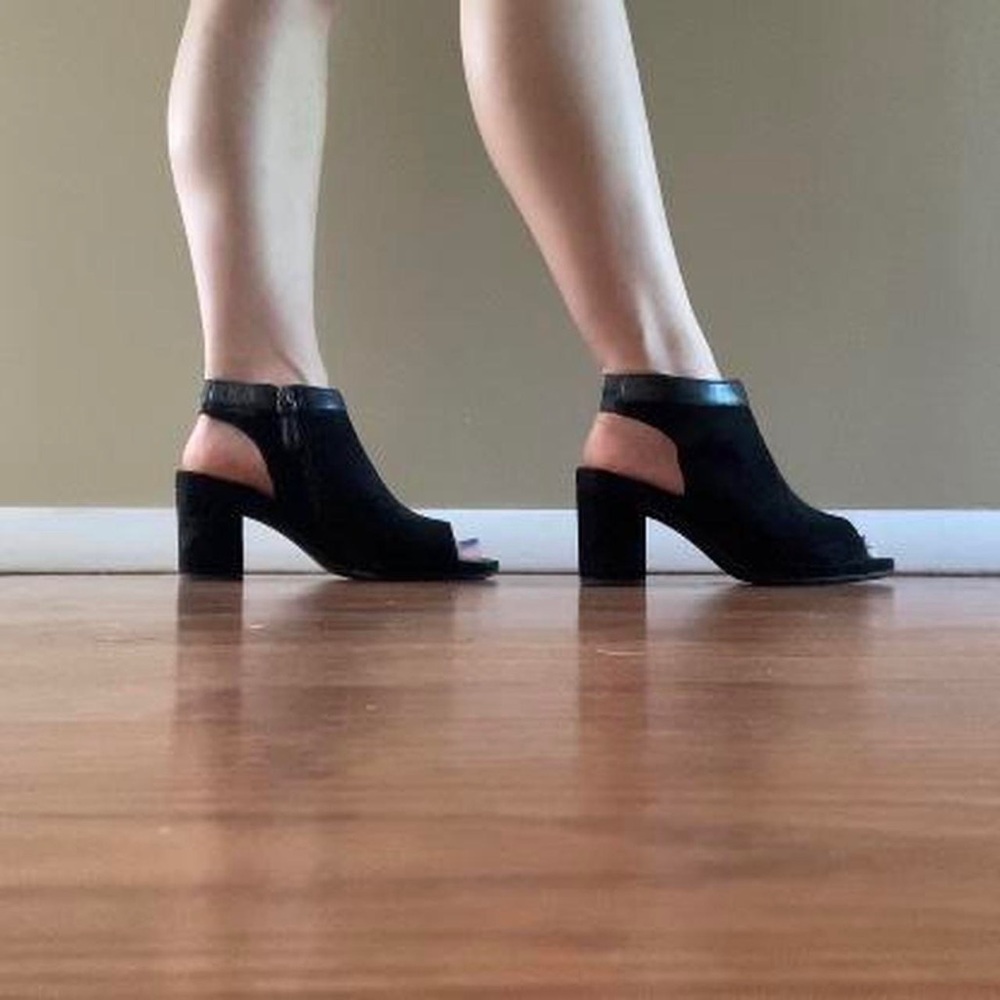 ECCO open-toe black suede ankle boots/booties | Size: 6.5 US Women’s, 37 Europe